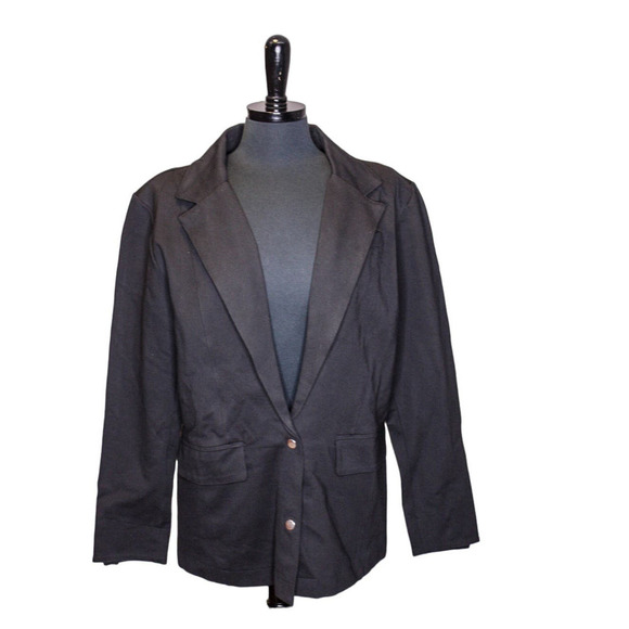 Lola Jeans Black Monaco Blazer Jacket 2 Snap Closure Stretch Size L - Picture 1 of 3